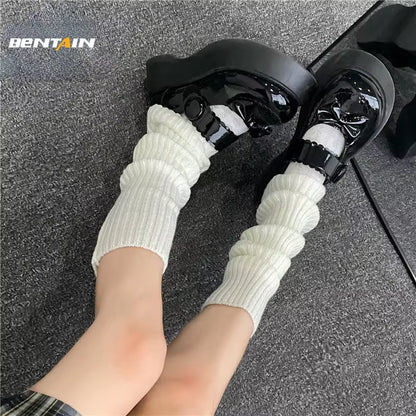  Long Socks Women Leg Warmers Knitted Warm Foot Cover White Arm Warmer Ladies Autumn Winter Crochet Socks Boot Cuffs