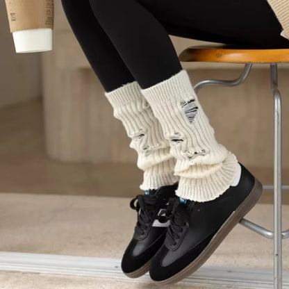  Long Socks Women Leg Warmers Knitted Warm Foot Cover White Arm Warmer Ladies Autumn Winter Crochet Socks Boot Cuffs