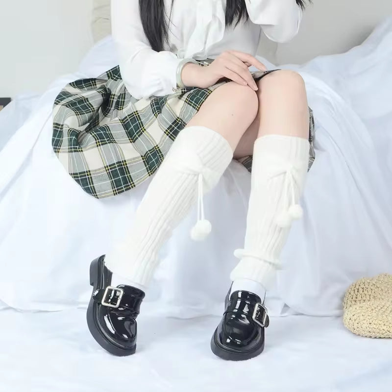  Long Socks Women Leg Warmers Knitted Warm Foot Cover White Arm Warmer Ladies Autumn Winter Crochet Socks Boot Cuffs