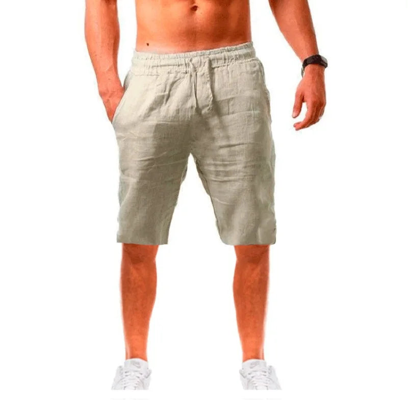 Stylish New Men'S Cotton Linen Shorts Pants Male Summer Breathable Solid Color Linen Trousers Fitness Streetwear S-3XL