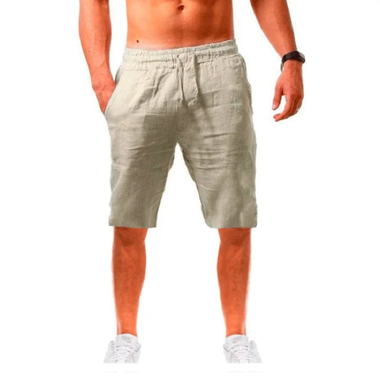 Stylish New Men'S Cotton Linen Shorts Pants Male Summer Breathable Solid Color Linen Trousers Fitness Streetwear S-3XL
