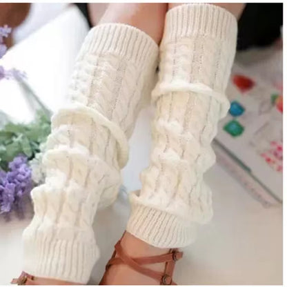  Long Socks Women Leg Warmers Knitted Warm Foot Cover White Arm Warmer Ladies Autumn Winter Crochet Socks Boot Cuffs