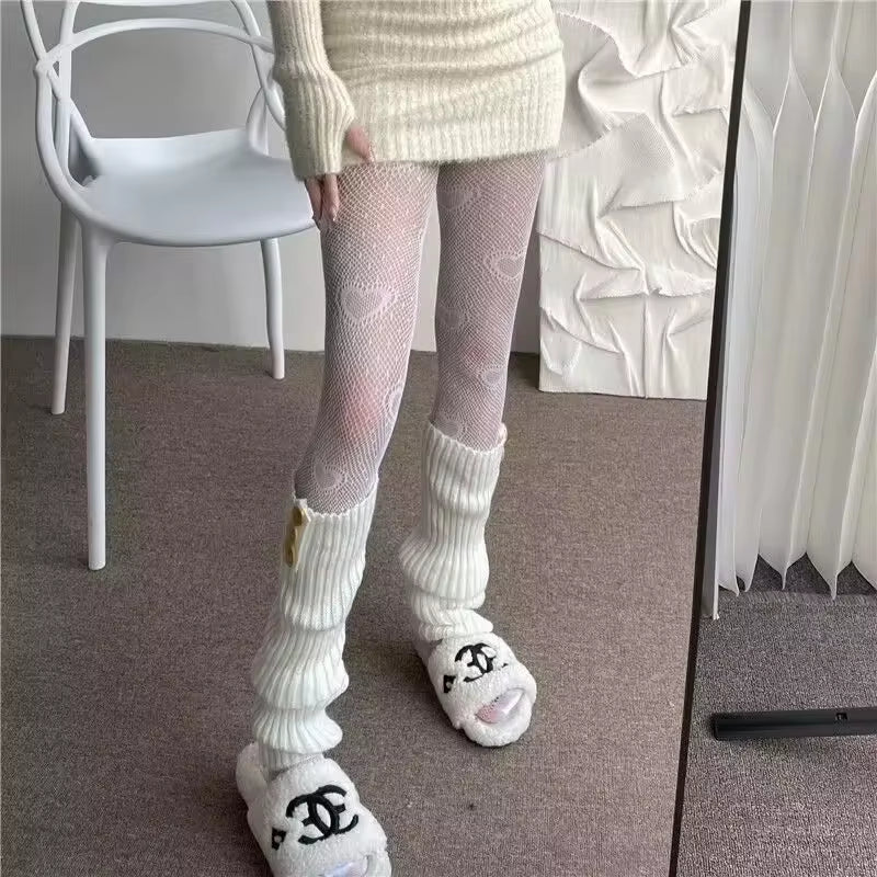  Long Socks Women Leg Warmers Knitted Warm Foot Cover White Arm Warmer Ladies Autumn Winter Crochet Socks Boot Cuffs