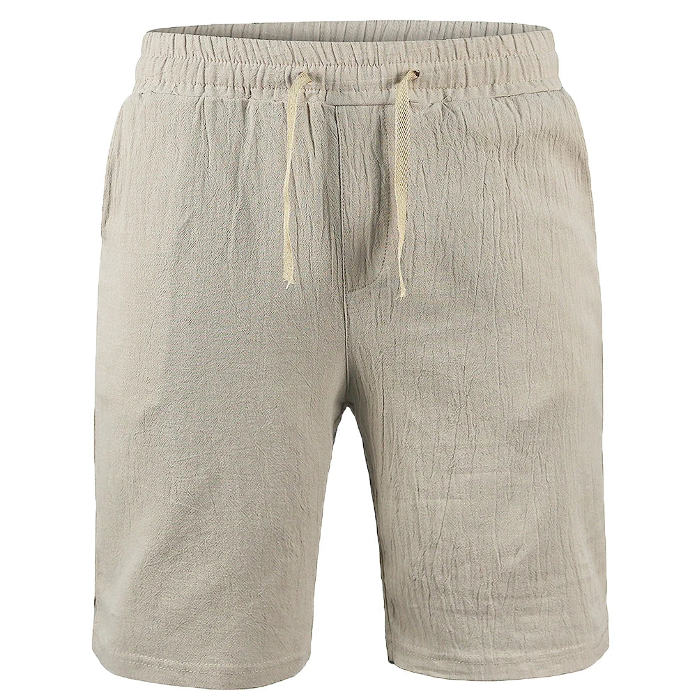 Stylish New Men'S Cotton Linen Shorts Pants Male Summer Breathable Solid Color Linen Trousers Fitness Streetwear S-3XL