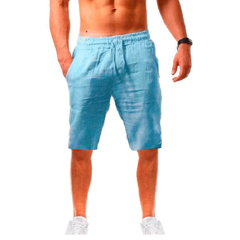 Stylish New Men'S Cotton Linen Shorts Pants Male Summer Breathable Solid Color Linen Trousers Fitness Streetwear S-3XL