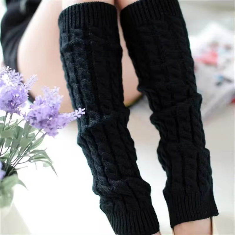  Long Socks Women Leg Warmers Knitted Warm Foot Cover White Arm Warmer Ladies Autumn Winter Crochet Socks Boot Cuffs