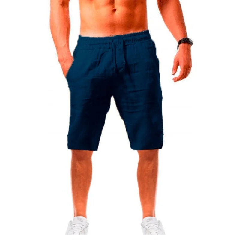 Stylish New Men'S Cotton Linen Shorts Pants Male Summer Breathable Solid Color Linen Trousers Fitness Streetwear S-3XL