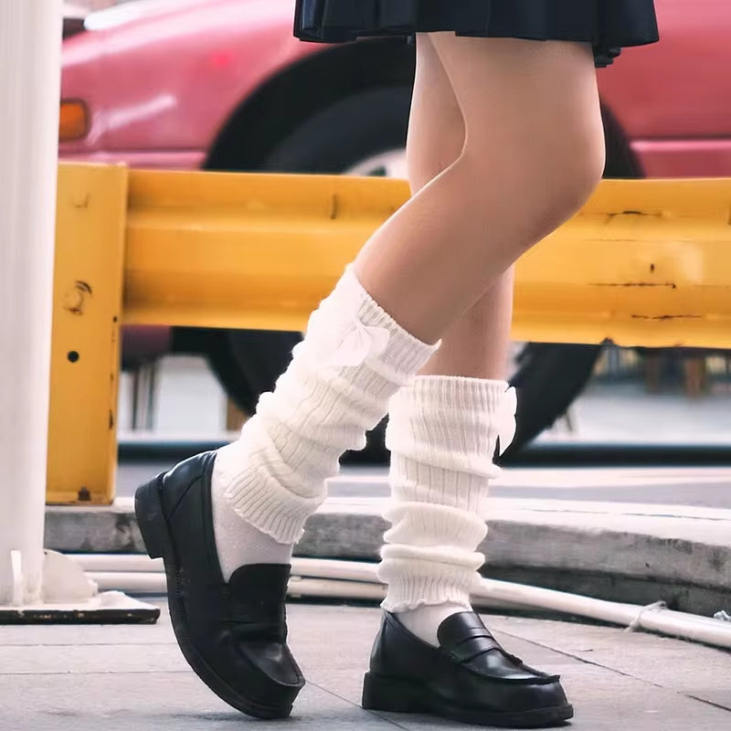 Long Socks Women Leg Warmers Knitted Warm Foot Cover White Arm Warmer Ladies Autumn Winter Crochet Socks Boot Cuffs