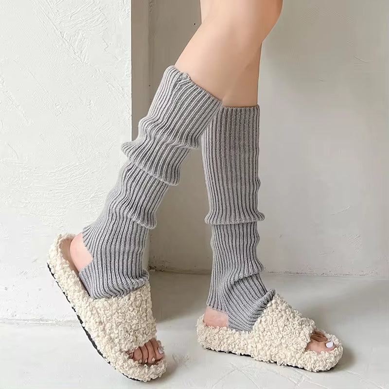  Long Socks Women Leg Warmers Knitted Warm Foot Cover White Arm Warmer Ladies Autumn Winter Crochet Socks Boot Cuffs